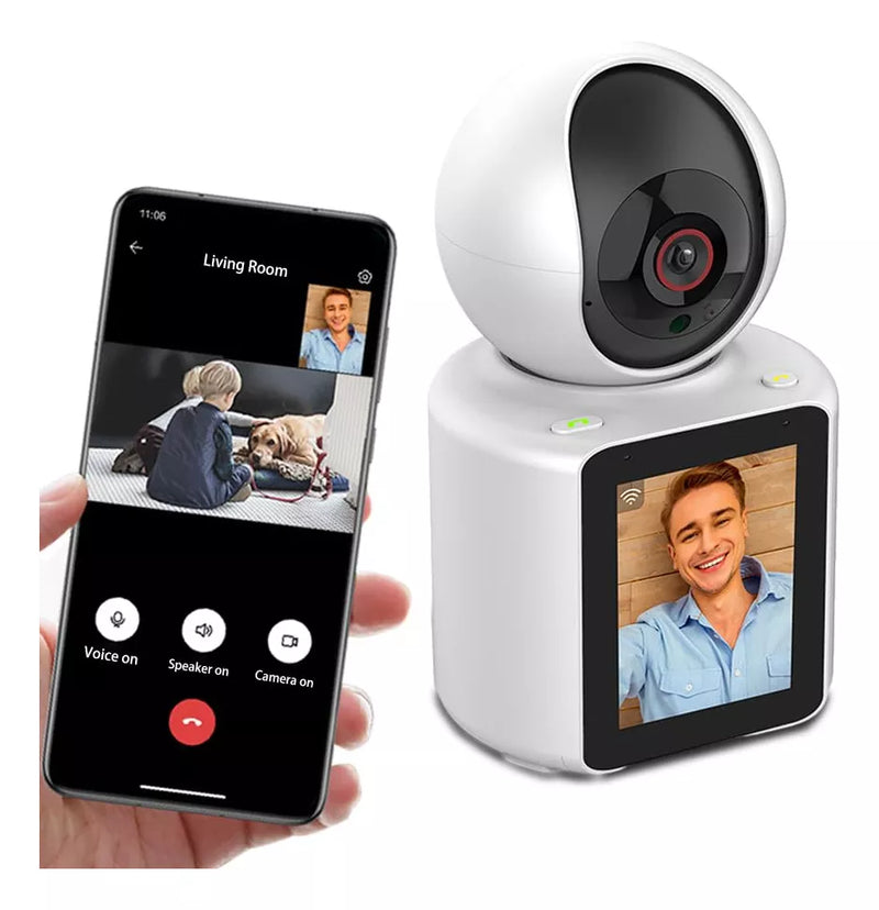 Cámara de seguridad 1080P HD WIFI para el hogar/Monitor de bebé/videollamadas/cámara para perros/inalámbrica/360°/pantalla inteligente de 2,8 pulgadas